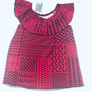 NWT Hawaii's Finest Red Black Off On the Shoulder Girls Top sz XL NEW